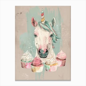 Pastel Unicorn Cupcake Style Collage Canvas Print