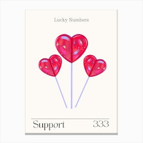 Hearts Retro Support Angel Numbers 333 Canvas Print