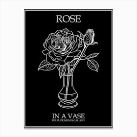 Rose In A Vase Line Drawing 3 Poster Inverted Canvas Print