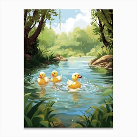 Ducklings In The Woodlands 3 Canvas Print