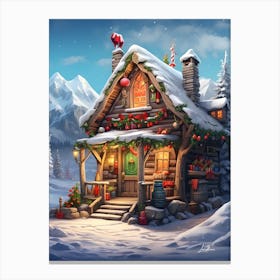 Mountain chalet at Christmas Canvas Print