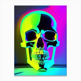 Skull With Neon Accents Matisse Style Canvas Print