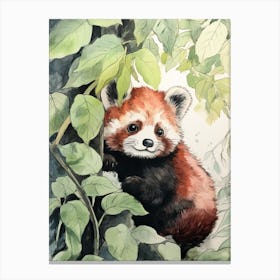Storybook Animal Watercolour Red Panda 3 Canvas Print