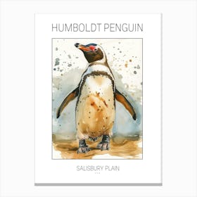 Humboldt Penguin Salisbury Plain Watercolour Painting 1 Poster Canvas Print