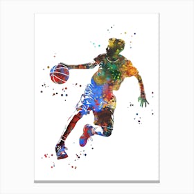 Basketball Player Boy With Ball Canvas Print