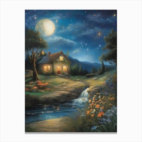 Night At The Cabin Canvas Print