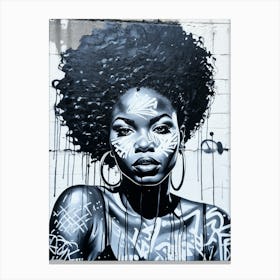 Graffiti Mural Of Beautiful Black Woman 298 Canvas Print