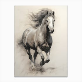 A Horse Painting In The Style Of Grisaille 1 Canvas Print
