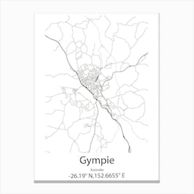 Gympie,Australia Minimalist Map Canvas Print