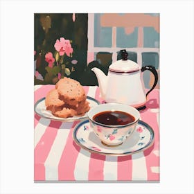 Pink Pastel Cookies And Tea Canvas Print