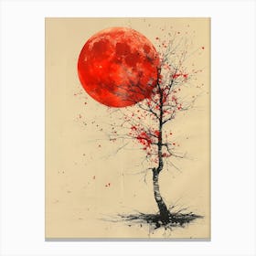 Red Moon Tree Canvas Print