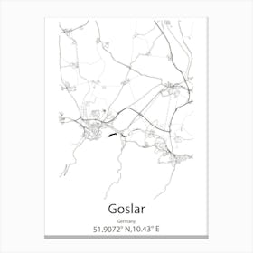 Goslar,Germany Minimalist Map Canvas Print