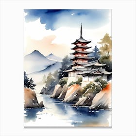 Japanese Landscape Watercolor Painting (77) Canvas Print