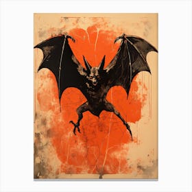 Bat, Woodblock Animal Drawing 3 Canvas Print