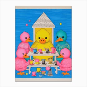 Duckling Colourful Tea Party 2 Canvas Print