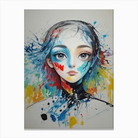 Girl With Paint Splatters 2 Canvas Print