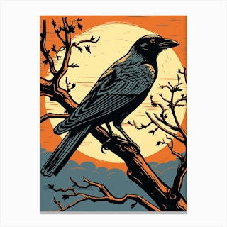 Raven Linocut Print