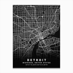 Detroit Michigan USA Black Map Canvas Print