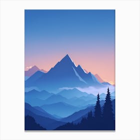 Misty Mountains Vertical Composition In Blue Tone 183 Canvas Print