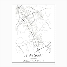 Bel Air North,United States Minimalist Map 1 Canvas Print