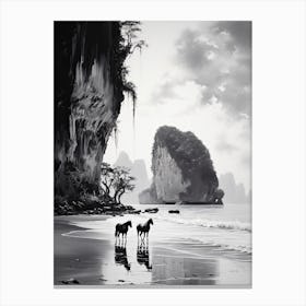 A Horse Oil Painting In Railay Beach, Thailand, Portrait 3 Canvas Print