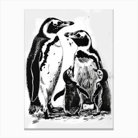 King Penguin Feeding Their Chicks 1 Canvas Print