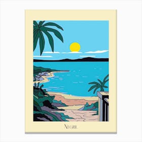 Poster Of Minimal Design Style Of Negril, Jamaica 2 Canvas Print