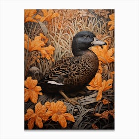 Dark And Moody Botanical Duck 3 Canvas Print