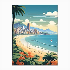 Ipanema Beach, Brazil, Flat Illustration 4 Canvas Print