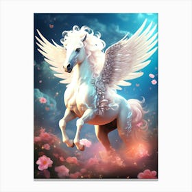 White Horse With Wings Canvas Print