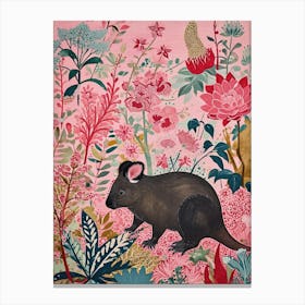 Floral Animal Painting Wombat 1 Canvas Print