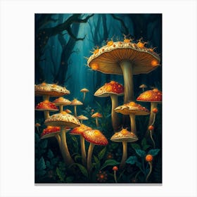 Mushrooms In The Forest 8 Canvas Print