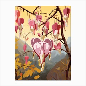 Bleeding Heart Dicentra 5 Flower Painting Canvas Print