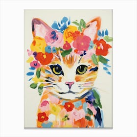 Cat With A Flower Crown Painting Matisse Style 2 Canvas Print