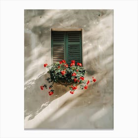 Red Roses In A Window Canvas Print