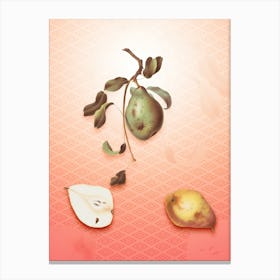 Pear Vintage Botanical in Peach Fuzz Hishi Diamond Pattern n.0180 Canvas Print