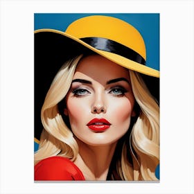 Woman Portrait With Hat Pop Art (89) Canvas Print