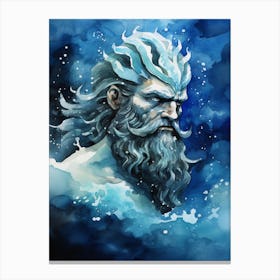  Watercolor Drawing Of Poseidon 6 Canvas Print