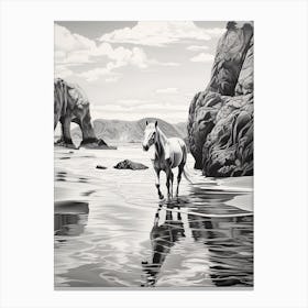 A Horse Oil Painting In Pfeiffer Beach California, Usa, Portrait 2 Canvas Print