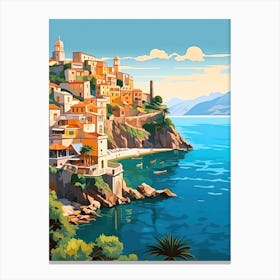 Amalfi Coast, Italy, Flat Illustration 4 Canvas Print