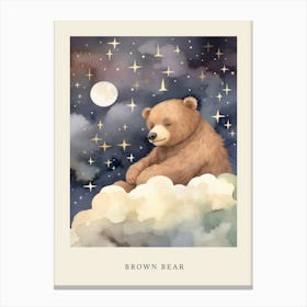 Sleeping Baby Brown Bear 2 Nursery Poster Canvas Print