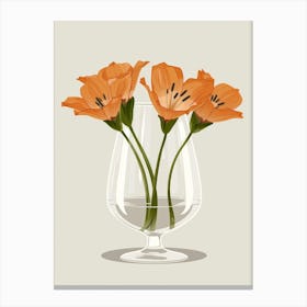 Orange Flowers In A Vase Canvas Print