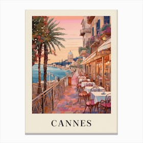 Cannes France 8 Vintage Pink Travel Illustration Poster Canvas Print