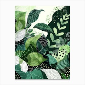 Abstract Green Leaves Canvas Print