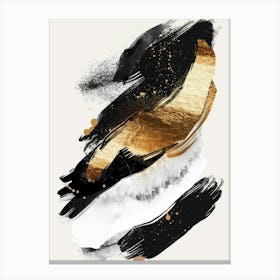 Abstract With Gold And Black Strokes Canvas Print