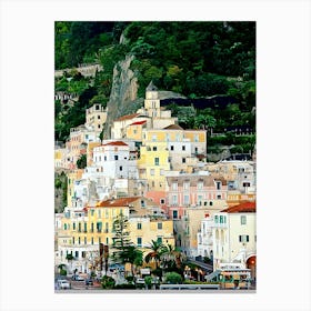 Amalfi Colourful And Compact Architecture Canvas Print