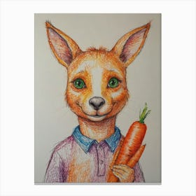 Fox With Carrot Canvas Print