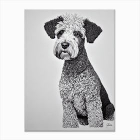 Kerry Blue Terrier B&W Pencil dog Canvas Print