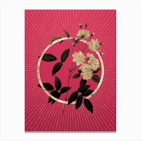 Gold Lady Banks' Rose Glitter Ring Botanical Art on Viva Magenta n.0029 Canvas Print