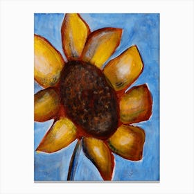 Sunflower - painting art hand painted floral yellow blue kitchen living room acrylic vertical classical old masters Canvas Print